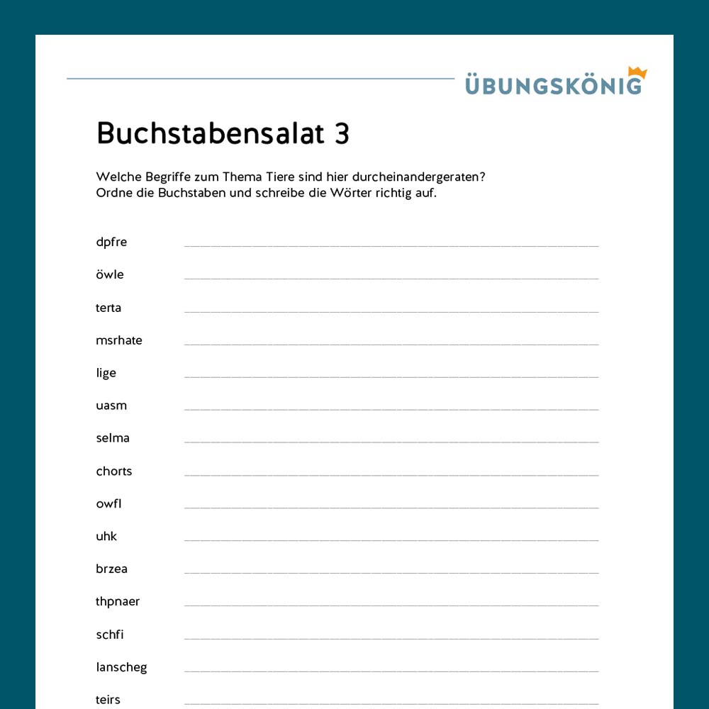 Königspaket: Buchstabensalat (Deutsch, Mittelschule)