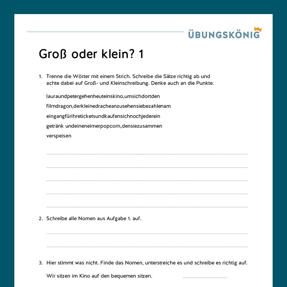 Königspaket: Groß- / Kleinschreibung (Deutsch, Mittelschule)