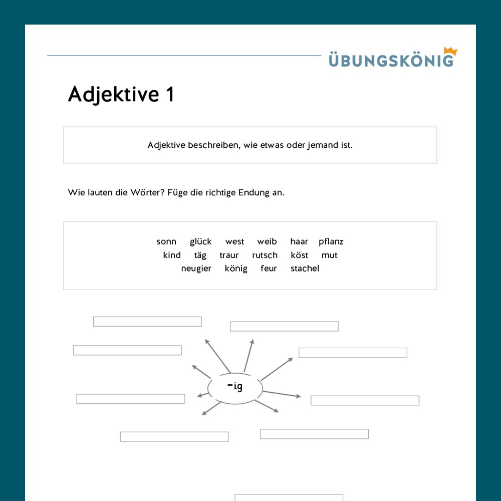 Königspaket: Adjektive (Deutsch, Mittelschule)