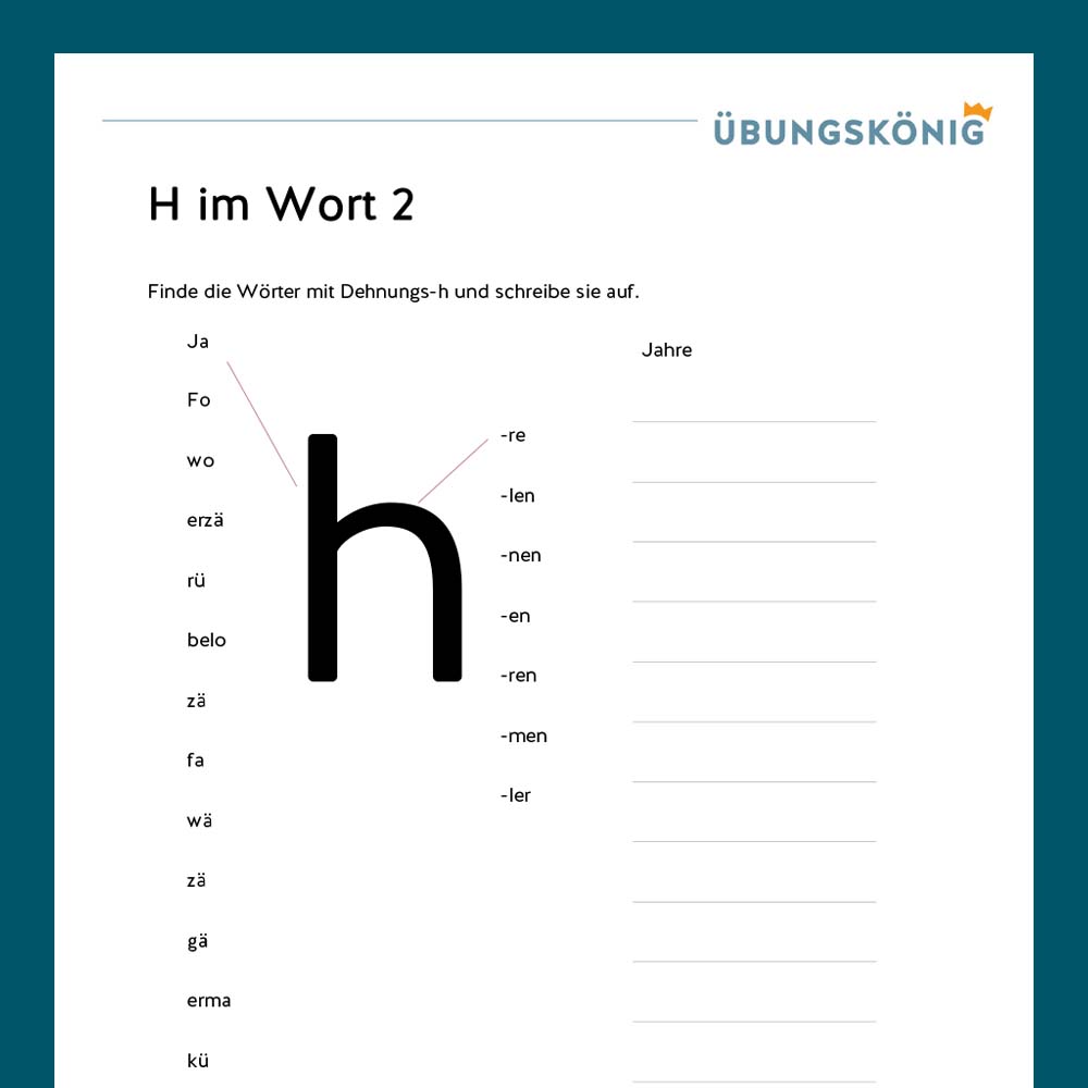 Königspaket: Dehnungs-h (Deutsch, Mittelschule)