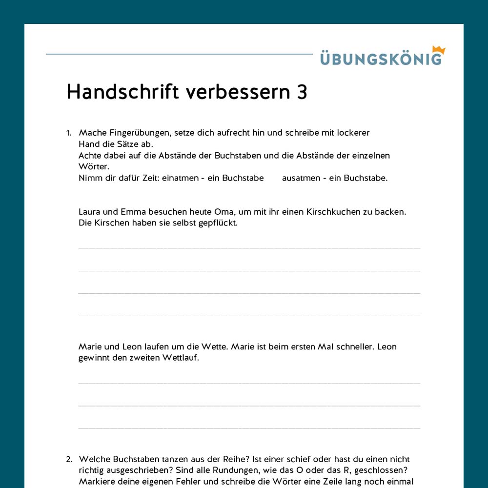 Königspaket: Handschrift verbessern II (Deutsch, Mittelschule)