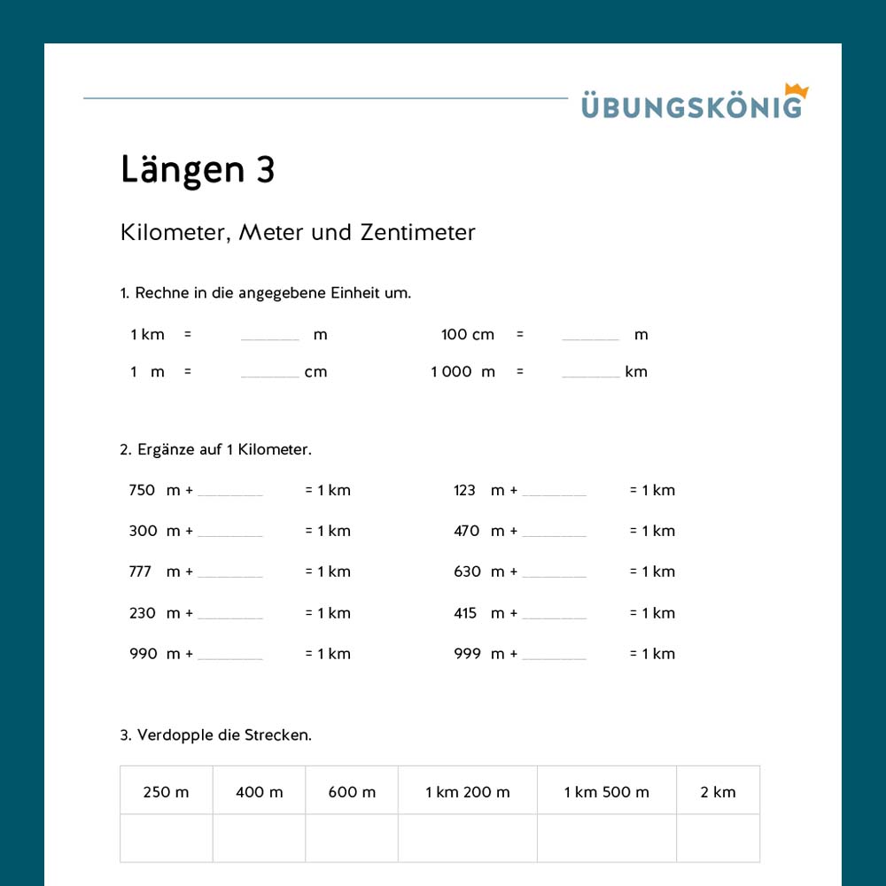 Königspaket: Längen im ZR 1 000 (Mathe, Mittelschule)