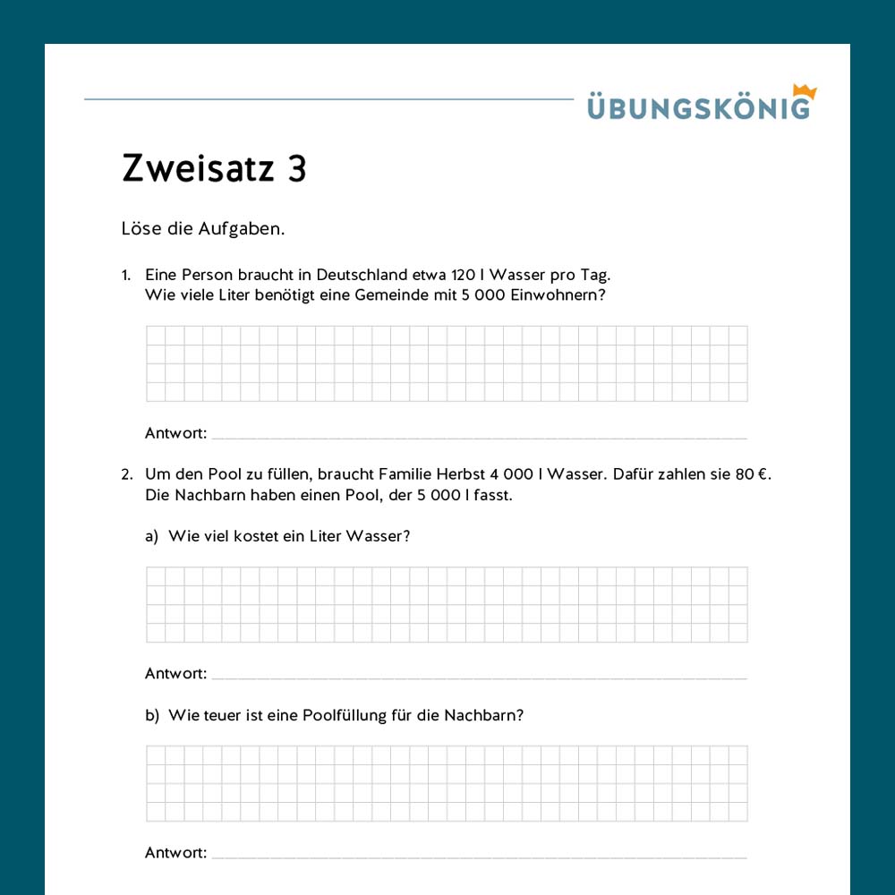 Königspaket: Zweisatz (Mathe, Mittelschule)