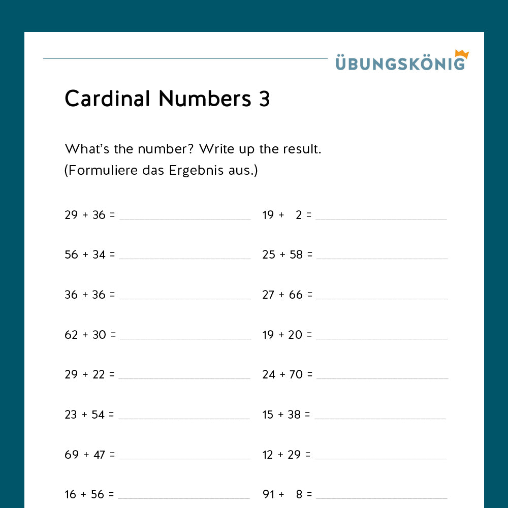 Königspaket: Kardinalzahlen (Englisch, 5. Klasse) - inklusive Test!