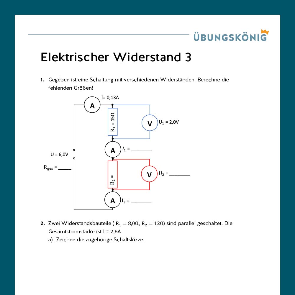 Königspaket: Elektrischer Widerstand (Physik, 8. Klasse)
