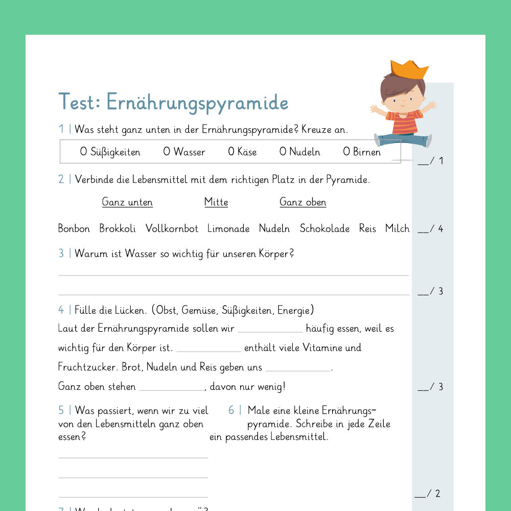Königspaket: Ernährungspyramide (Sachkunde) - inklusive Test