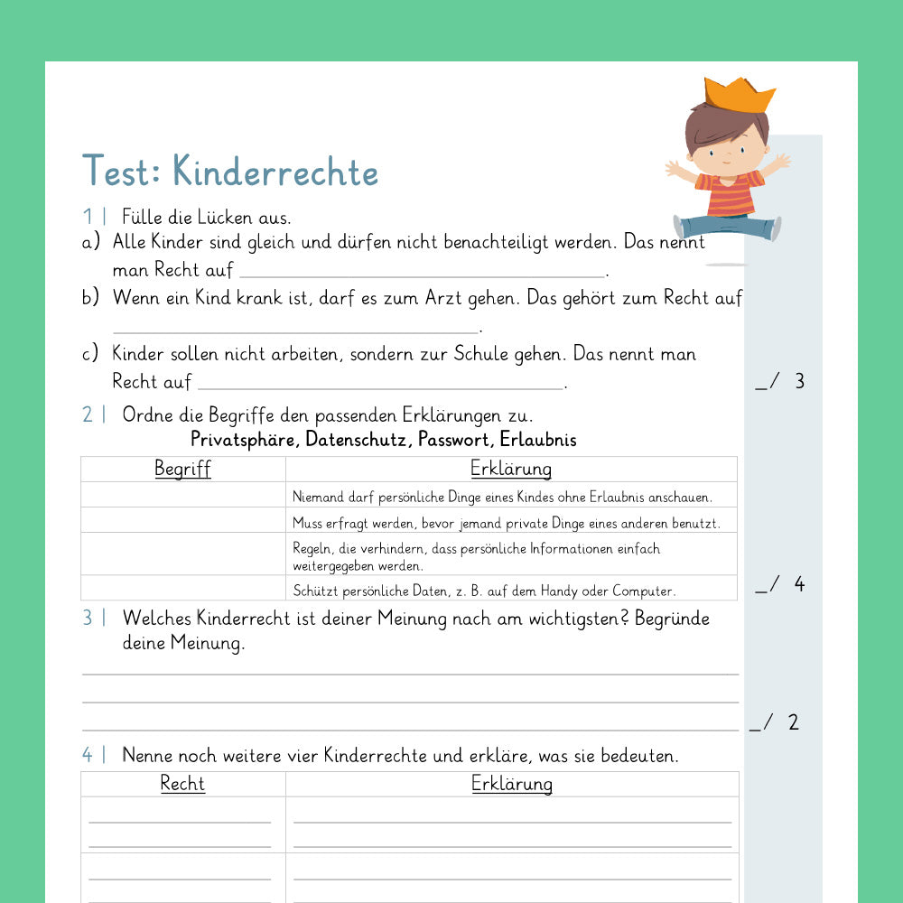 Königspaket: Kinderrechte (Sachkunde) - inklusive Test