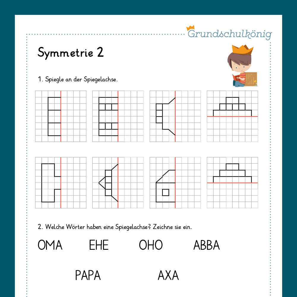 Königspaket: Symmetrie (Mathe, 3. Klasse) - inklusive Test