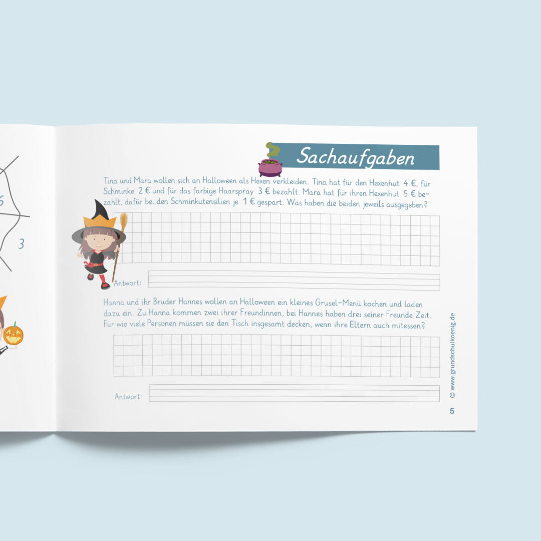 Freiarbeitsheft für die 1. Klasse: Halloween (Mathe & Deutsch)