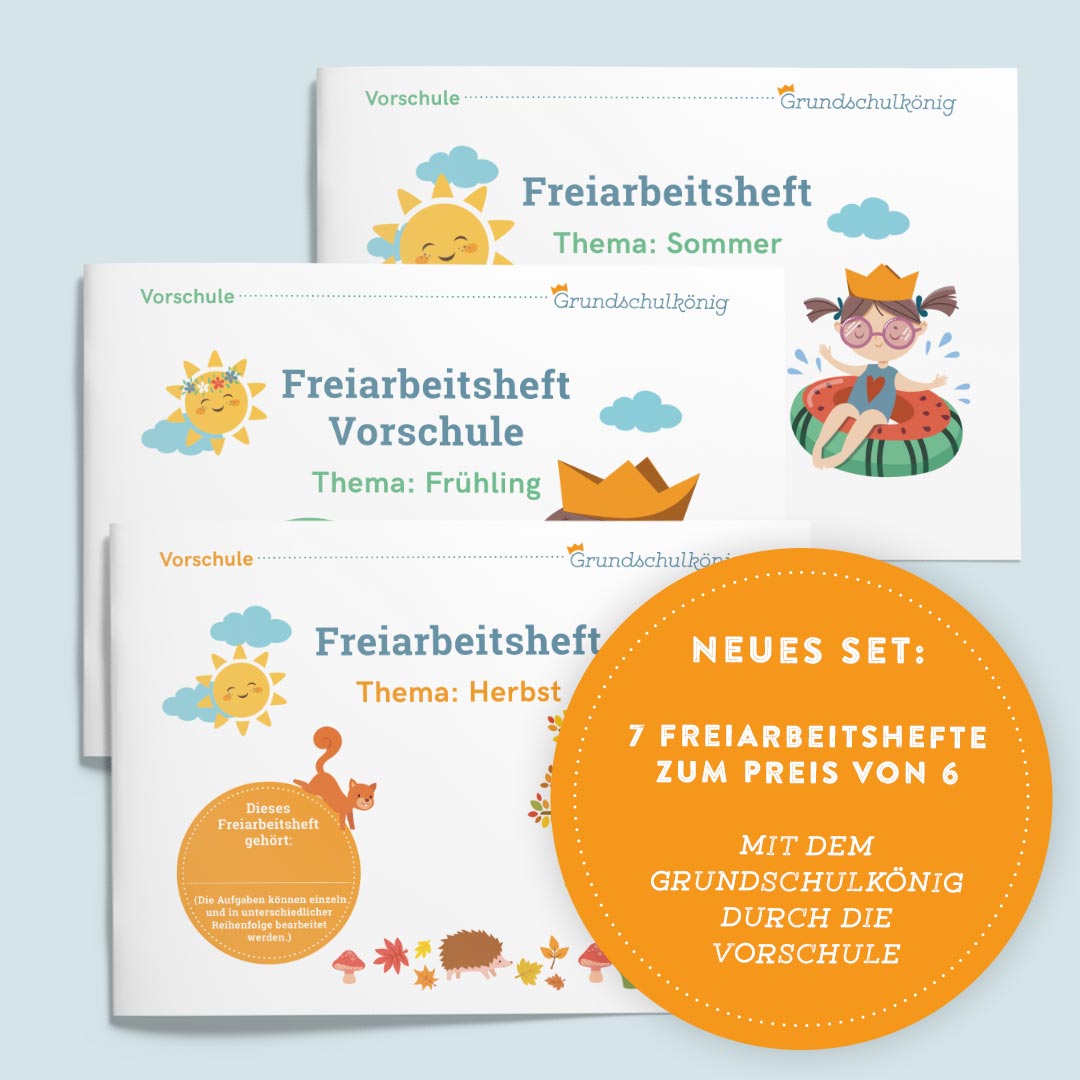 Günstiger im Set: Mit dem Grundschulkönig durch die Vorschule - 7 Freiarbeitshefte zum Preis von 6
