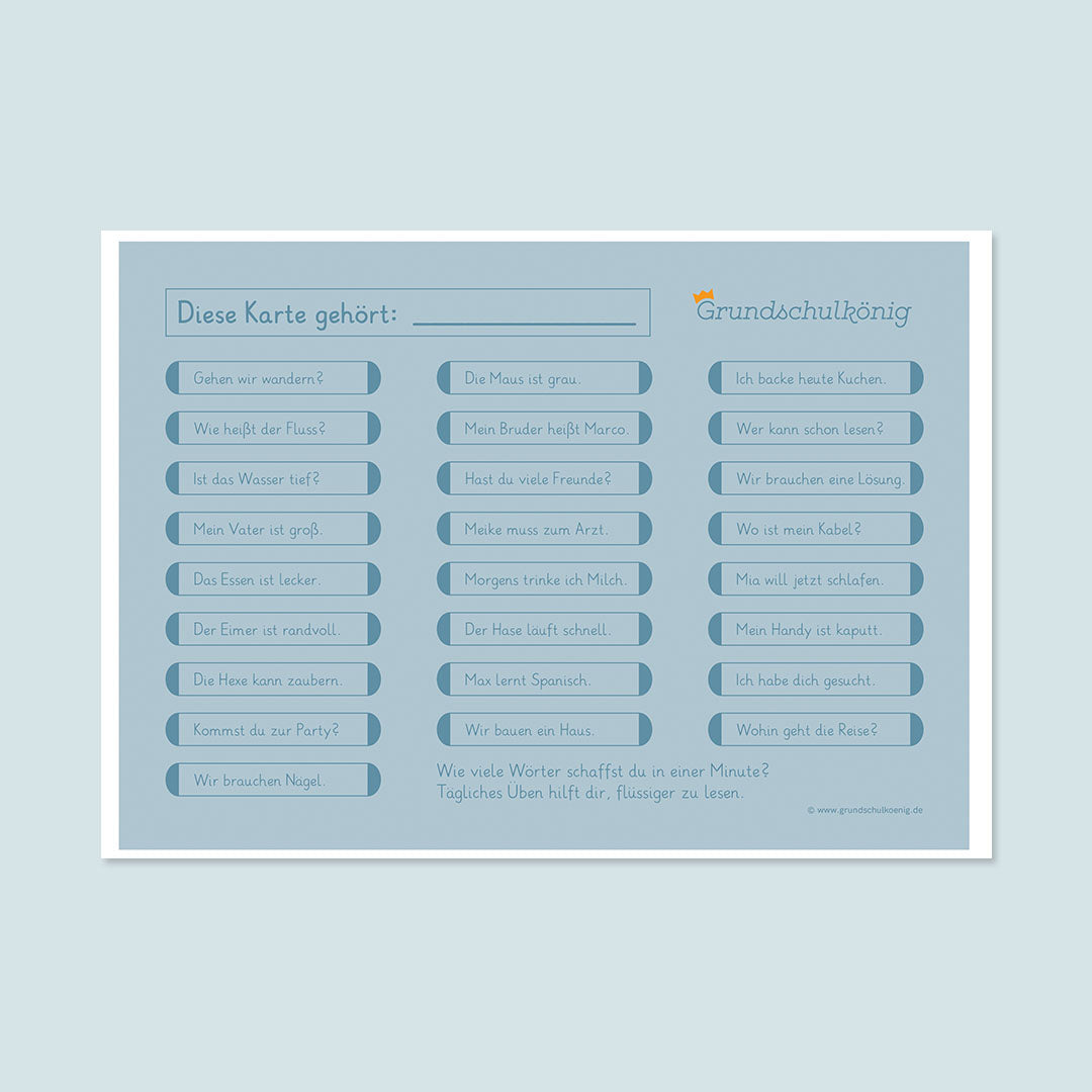 Blitzlesekarte - mit ganzen Sätzen