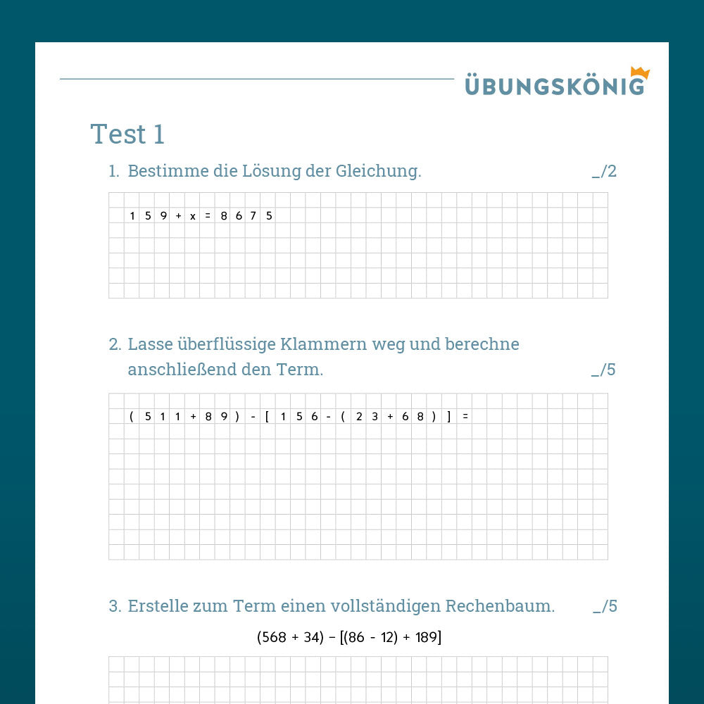 7-Tage-Challenge zu Termen und Gleichungen mit natürlichen Zahlen, 5. Klasse