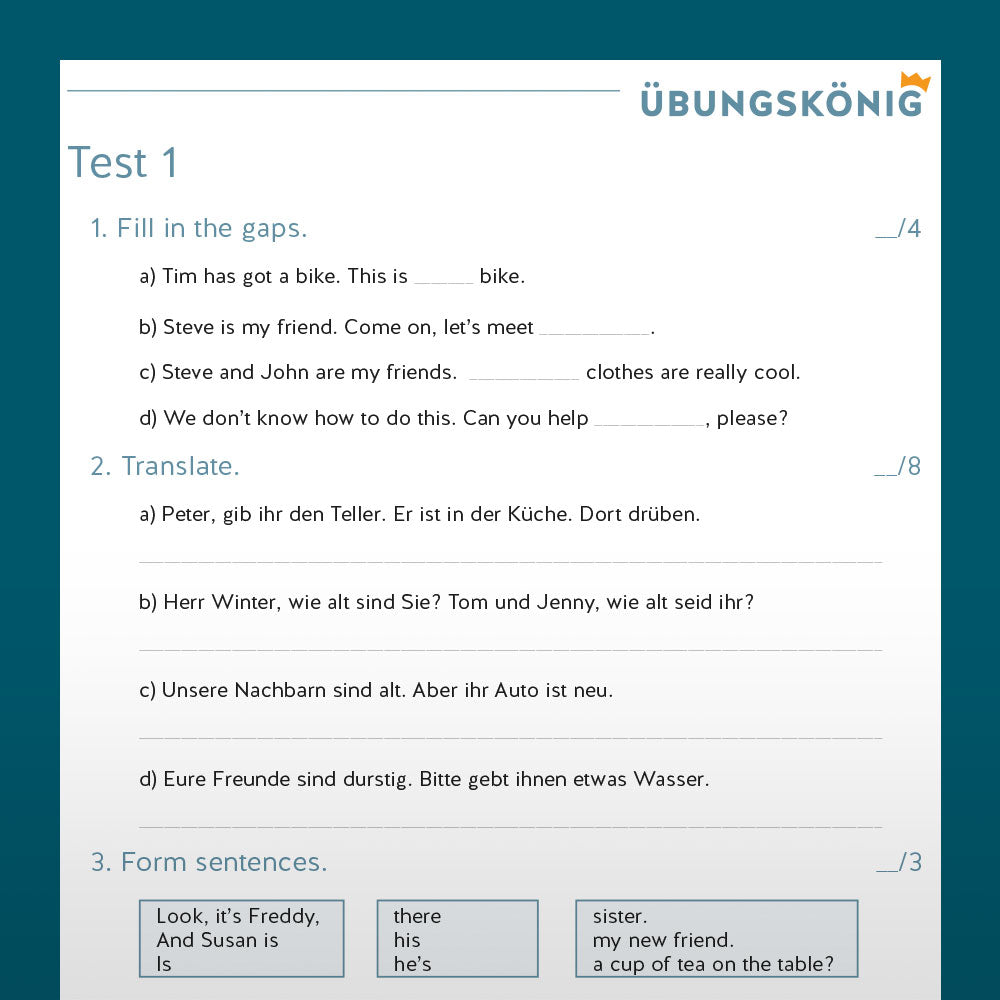 Intensivtraining zu Personalpronomen & Possessivbegleitern - gut vorbereitet auf Schulaufgaben