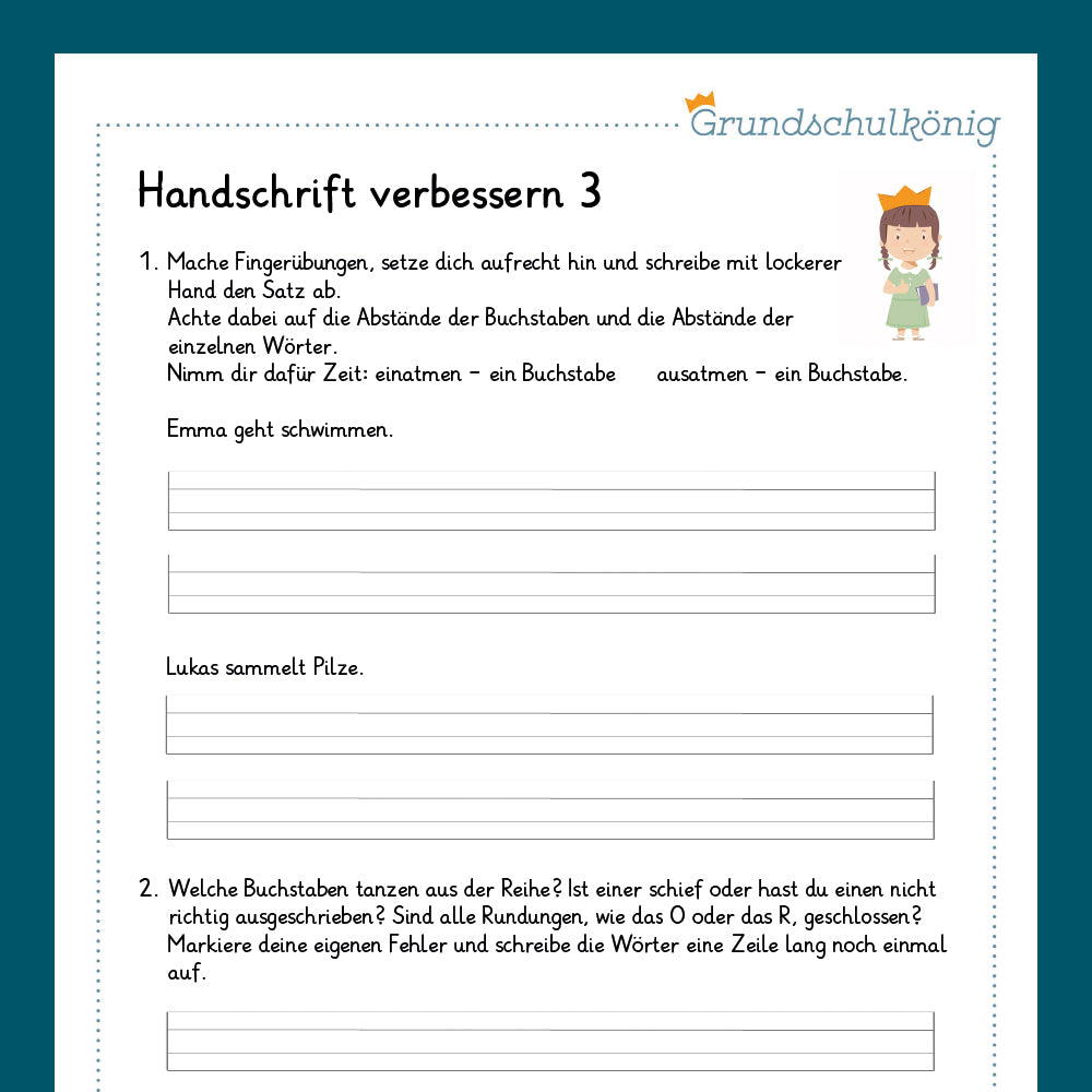 Königspaket: Handschrift verbessern (Deutsch, 1. Klasse)