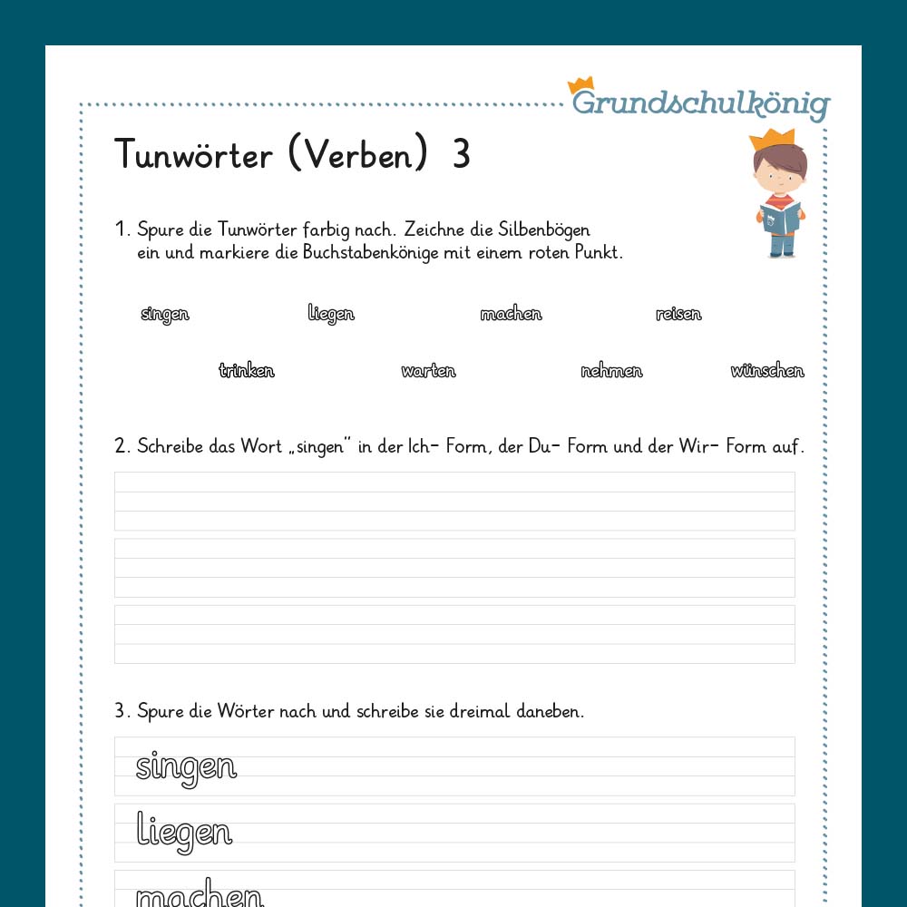 Königspaket: Tunwörter & Zahlenwörter (Deutsch, 1. Klasse)