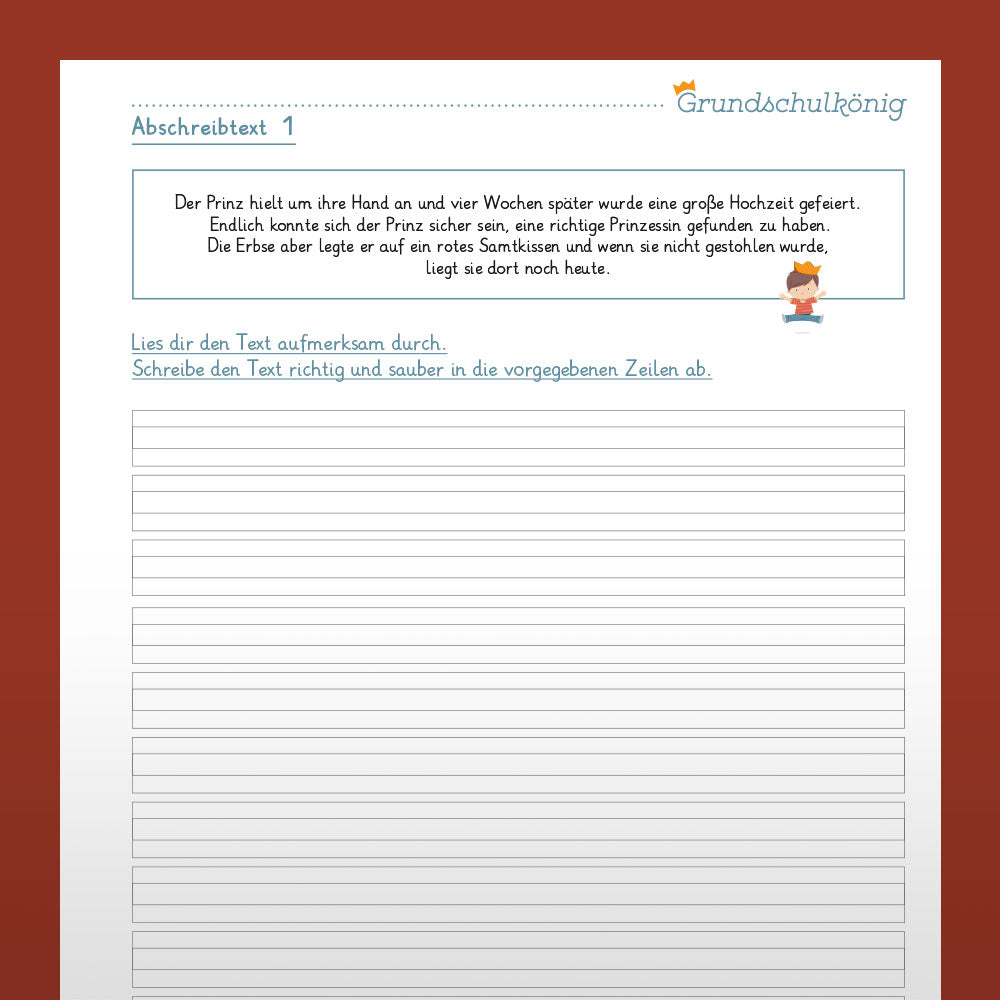 Spelling practice for the 1st grade: 14 copy texts on the topic of "fairy tales"