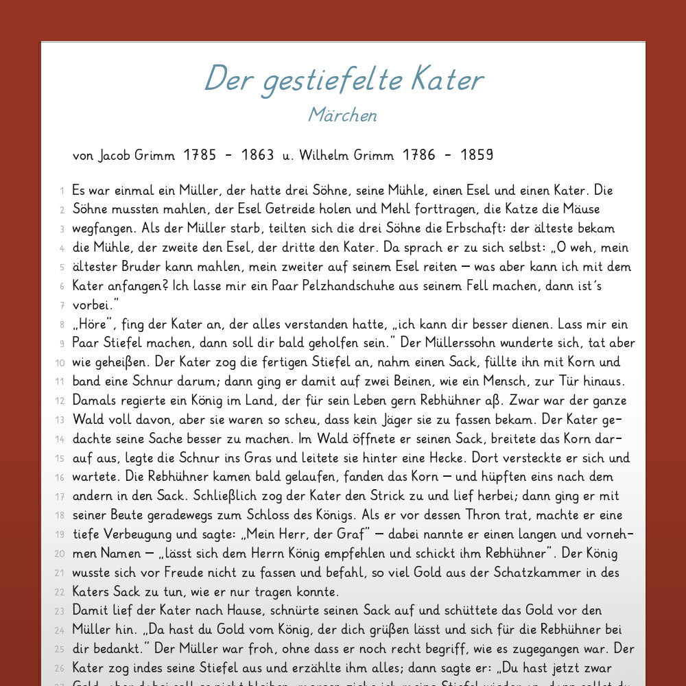 Deutsch, 3. & 4. Klasse: Leseproben 2 - Rapunzel & Der gestiefelte Kater