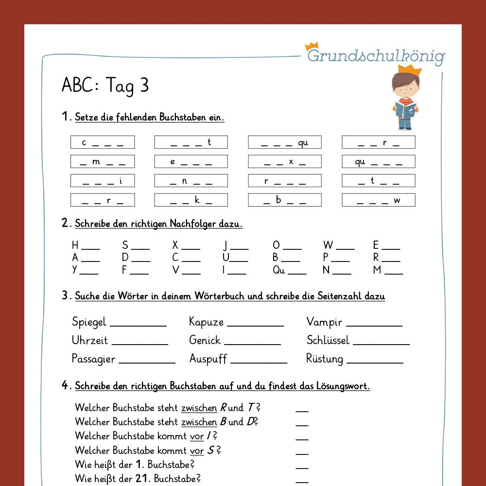 Ich übe das ABC: Übungen für 5 Tage + 2 Tests zur Lernkontrolle