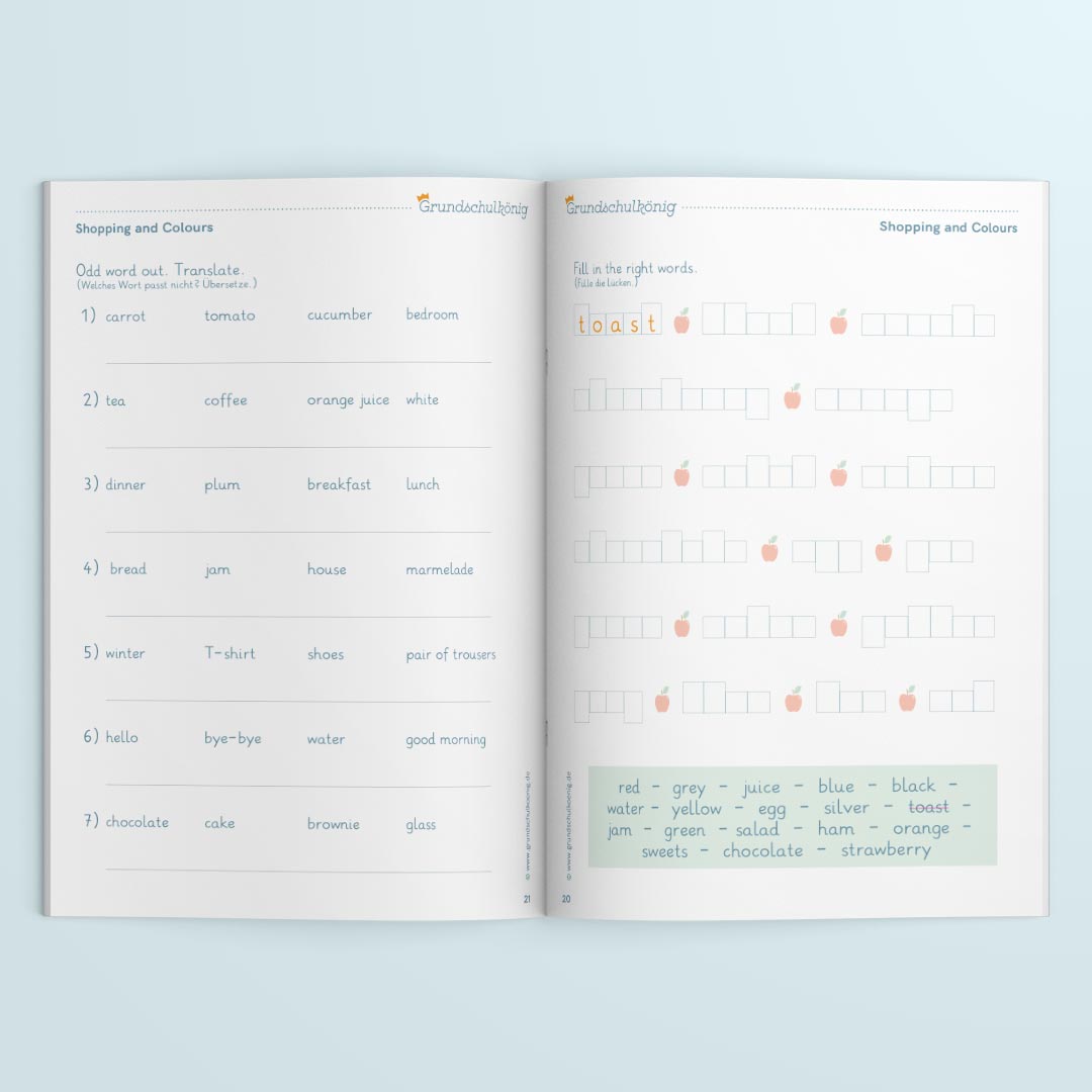 English with a lot of fun: Shopping and Colours - Arbeitsheft