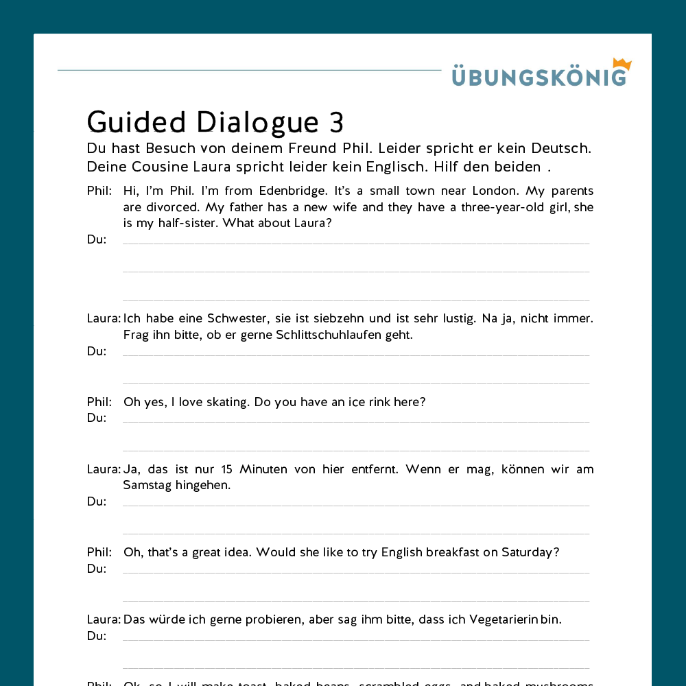 Königspaket: Text Production - Guided Dialogue (Englisch, 5. Klasse)