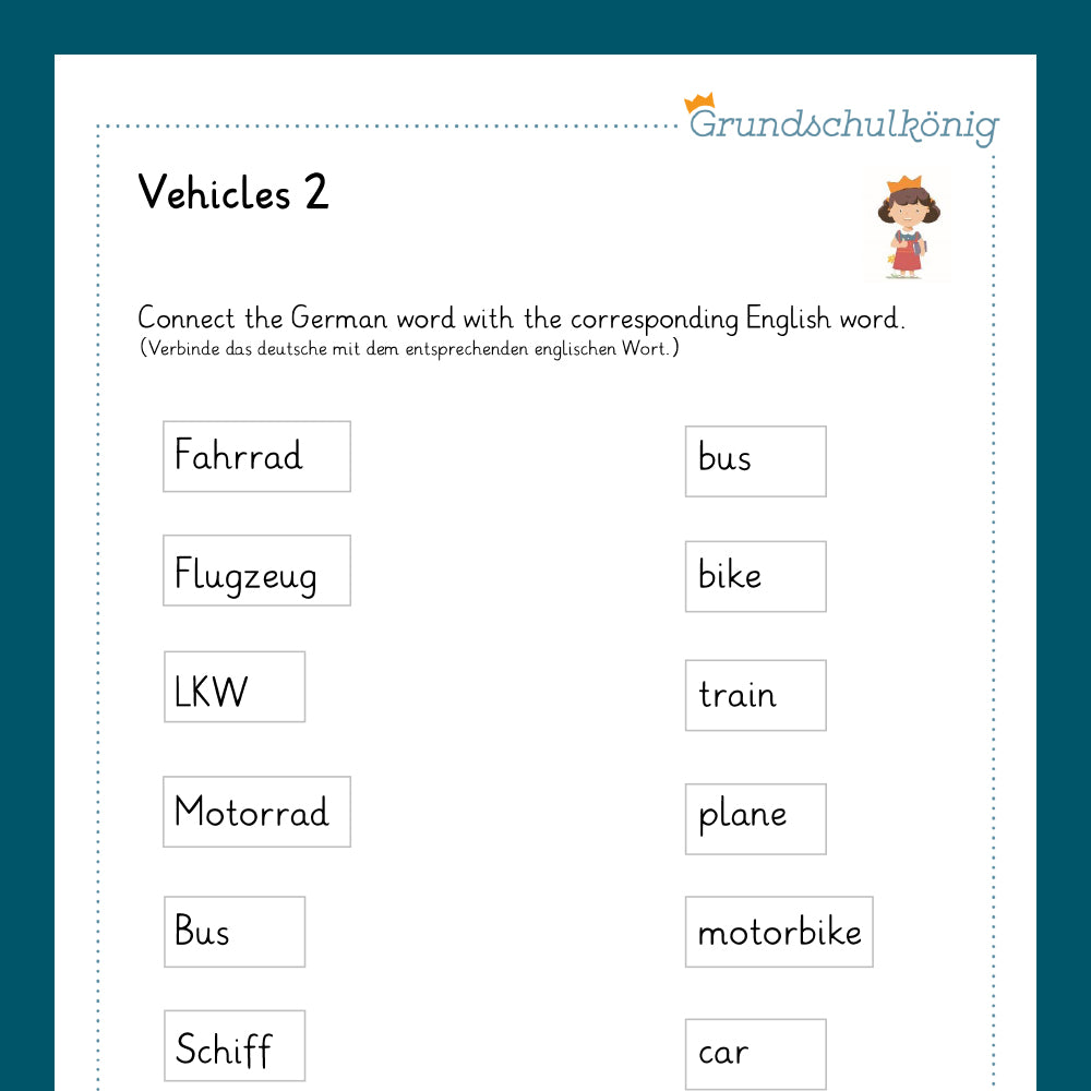 King's Package: Vehicles (English, 3rd & 4th grade)