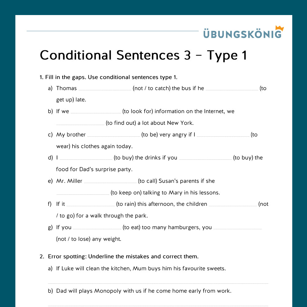 Königspaket: if-clauses, type I - Bedingungssätze (Englisch, 6. Klasse) - inklusive Test!