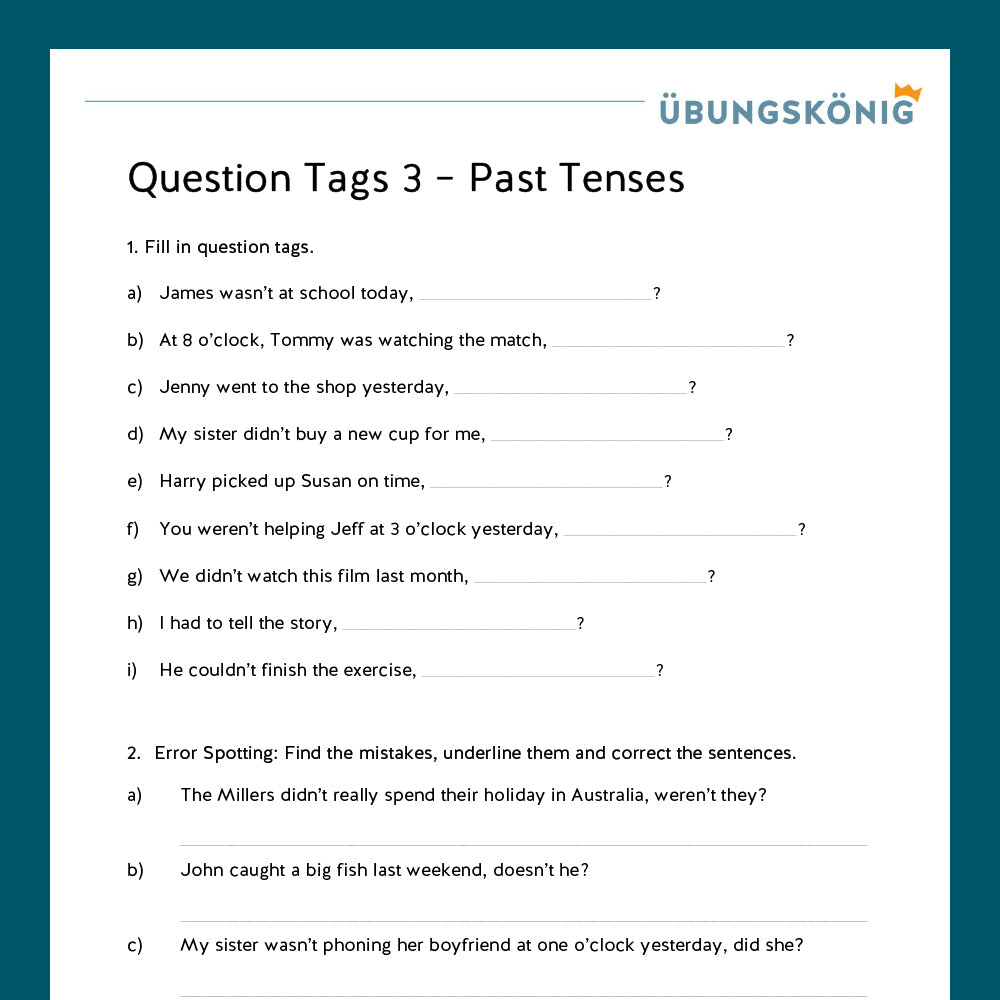 Königspaket: Question tags (Englisch, 6. Klasse) - inklusive Test!