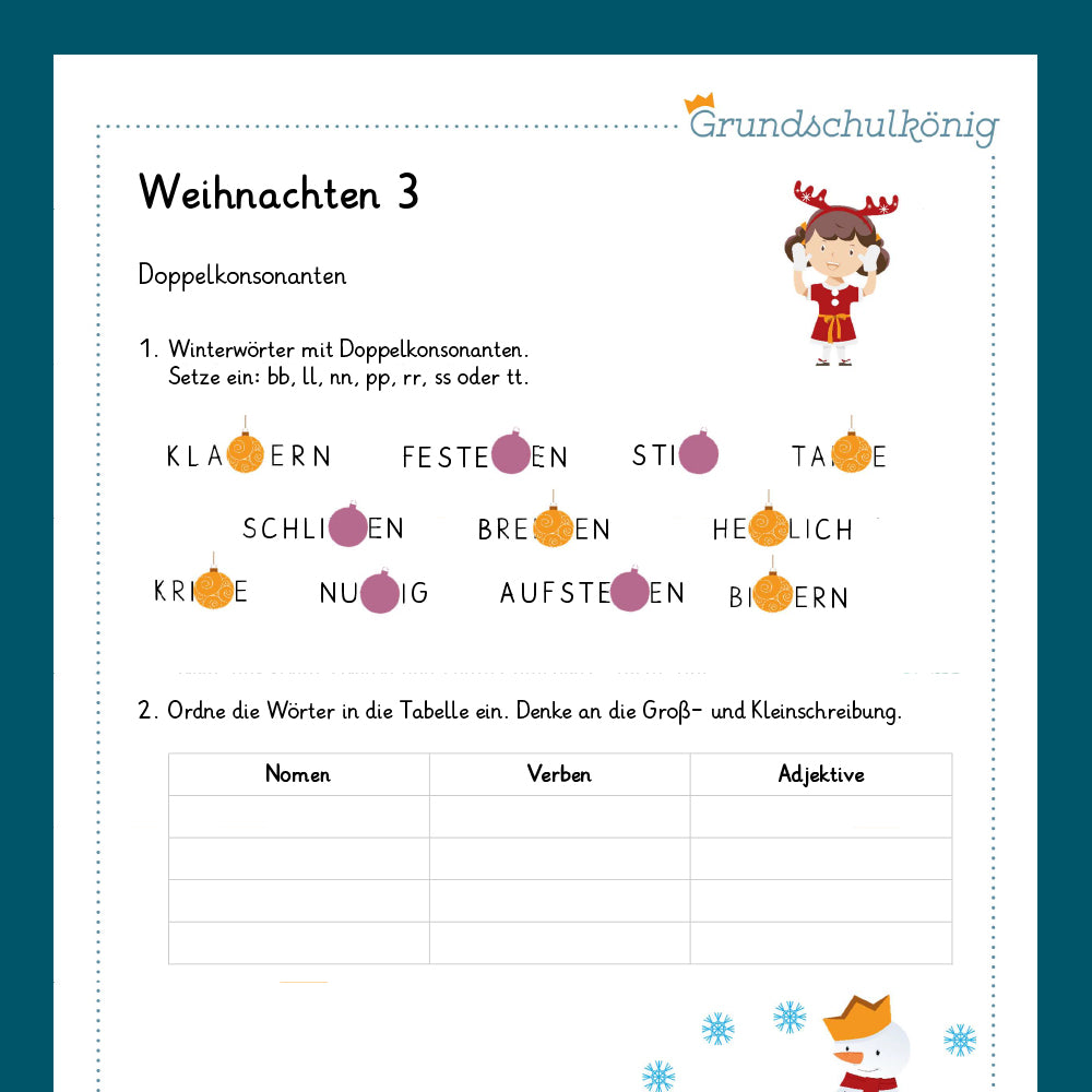 Königspaket: Weihnachten & Winter (Deutsch, 4. Klasse)