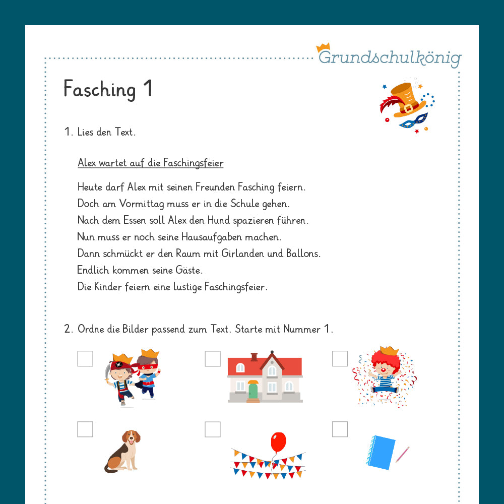 Königspaket: Fasching (Deutsch, 1. Klasse)