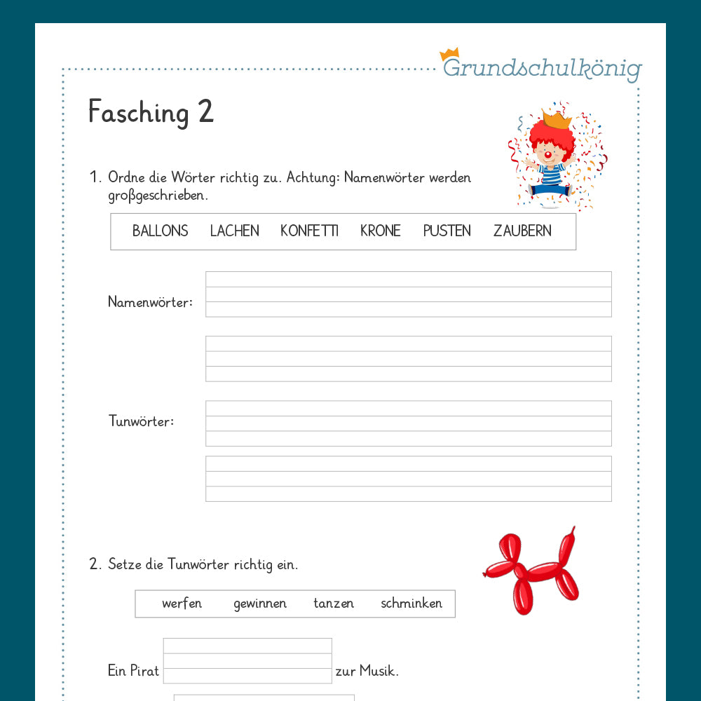 Königspaket: Fasching (Deutsch, 1. Klasse)