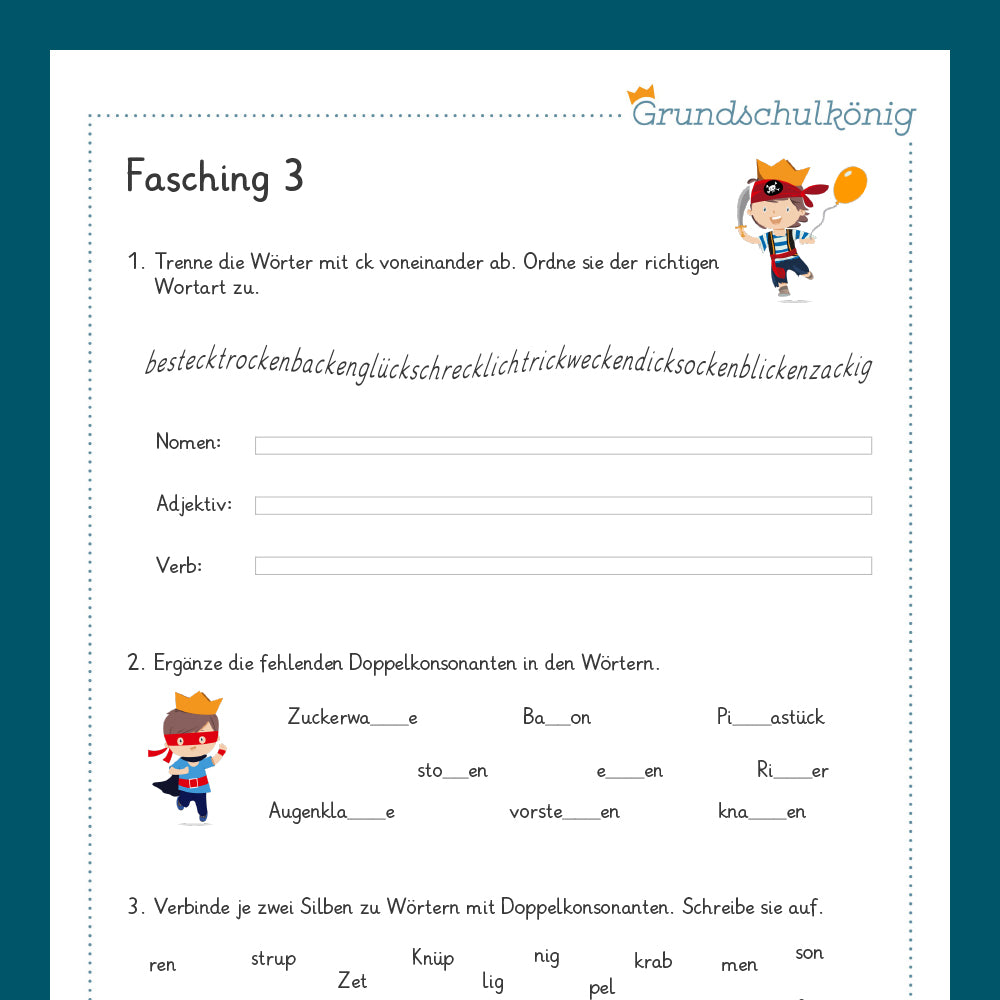 Königspaket: Fasching (Deutsch, 3. Klasse)