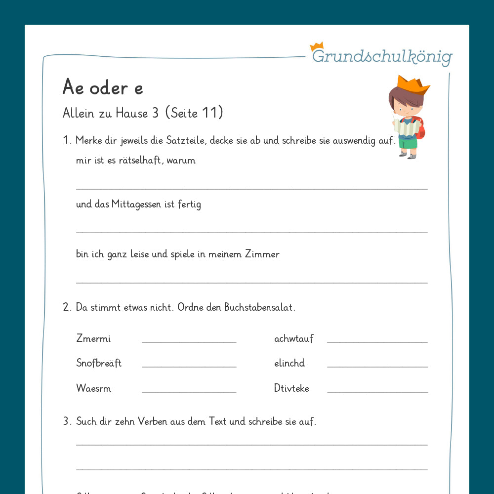 King package: Exercises for 99 dictations "ä or e"