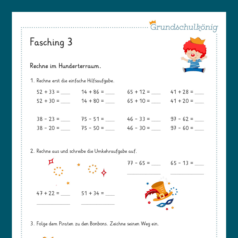 Königspaket: Fasching (Mathe, 2. Klasse)