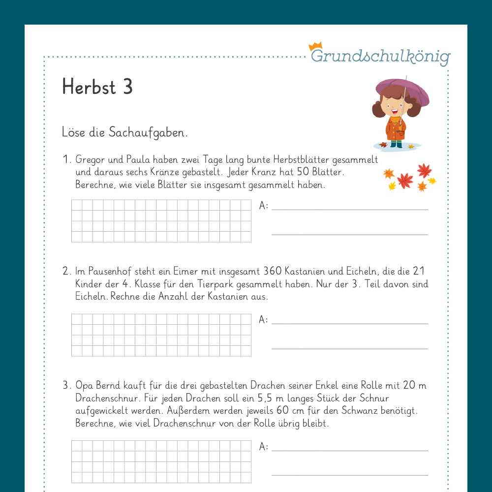 Königspaket: Herbst (Mathe, 4. Klasse)