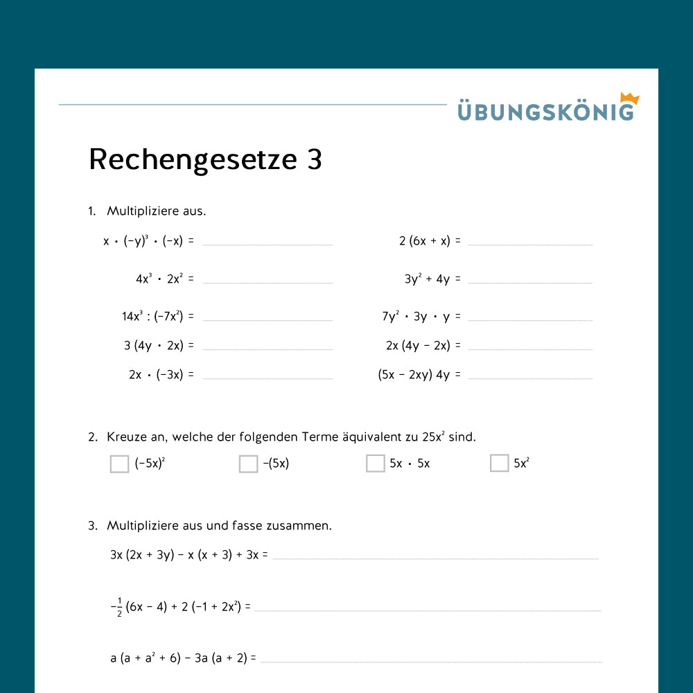 Königspaket: Rechengesetze (Mathe, 7. Klasse)