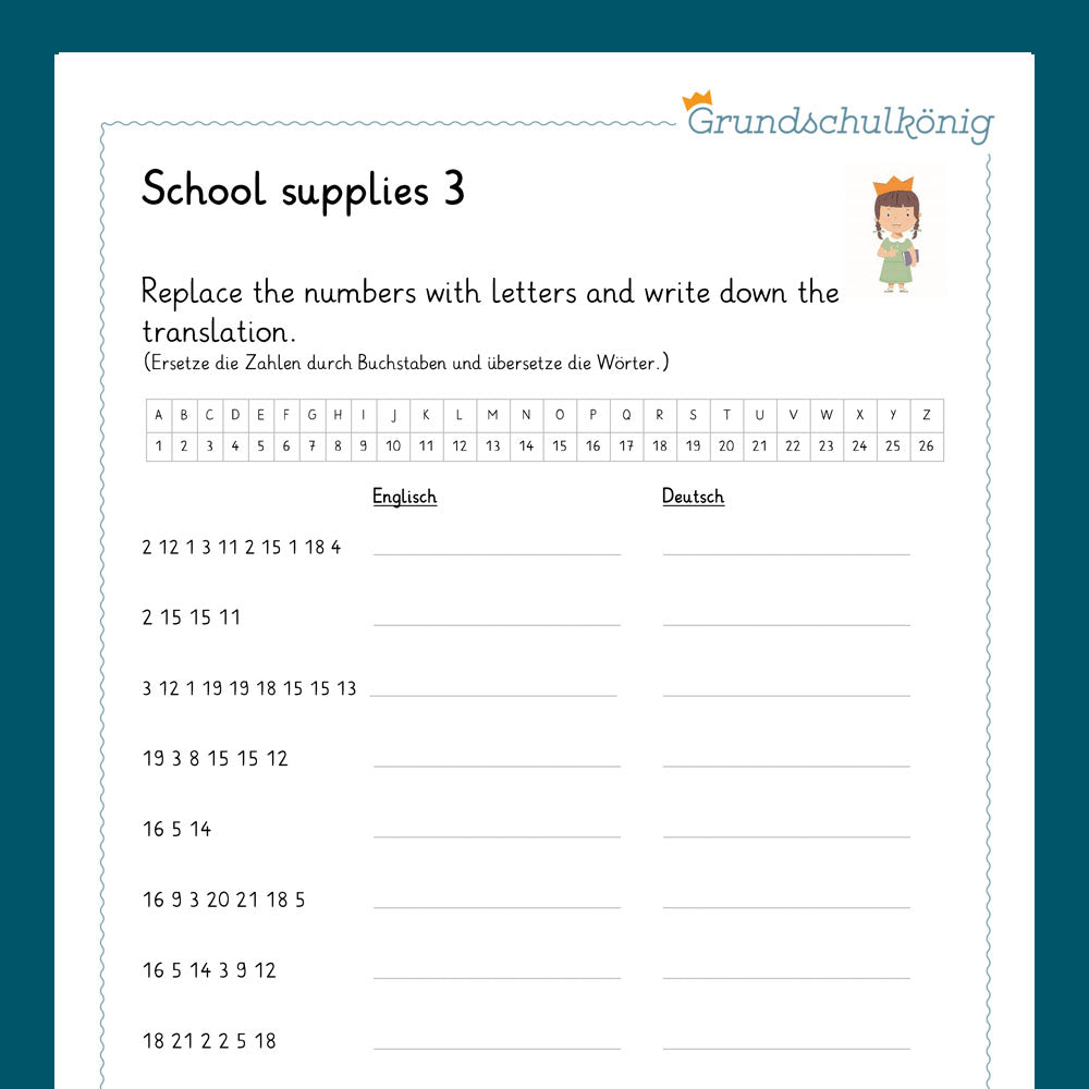 Königspaket: school supplies (Englisch, 3. & 4. Klasse)