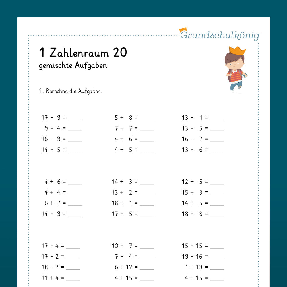 Mathe, 1. Klasse: Wiederholung des Jahresstoffs 3