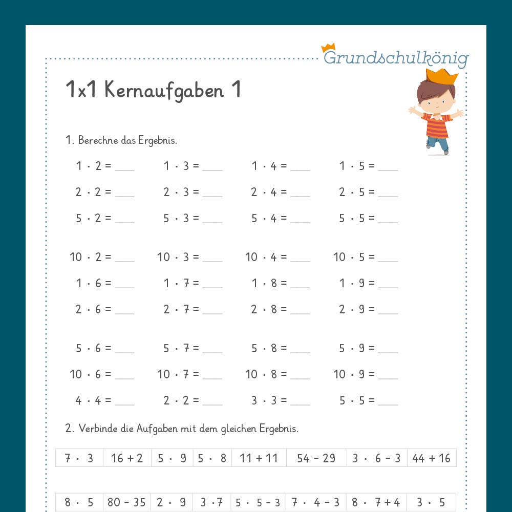 Königspaket: Kernaufgaben im 1x1 (Mathe, 2. Klasse) - inklusive Test