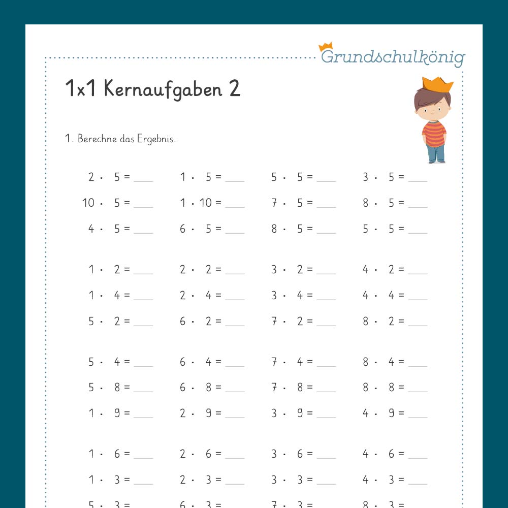 Königspaket: Kernaufgaben im 1x1 (Mathe, 2. Klasse) - inklusive Test