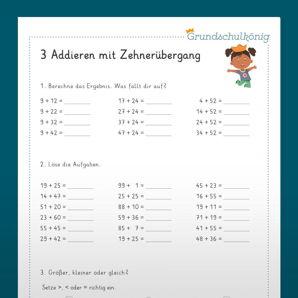 Mathe, 2. Klasse: Wiederholung des Jahresstoffs 1