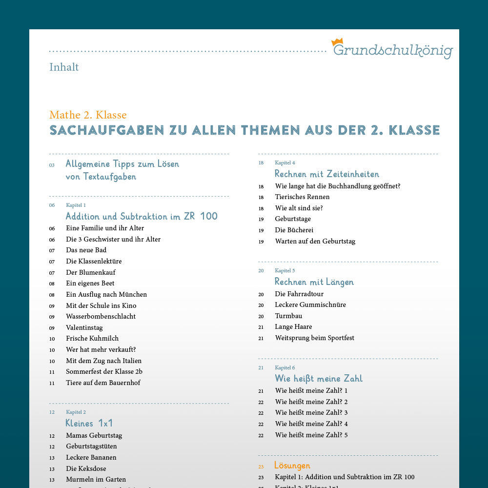 Aufgabensammlung: Sachaufgaben zu allen Themen aus der 2. Klasse