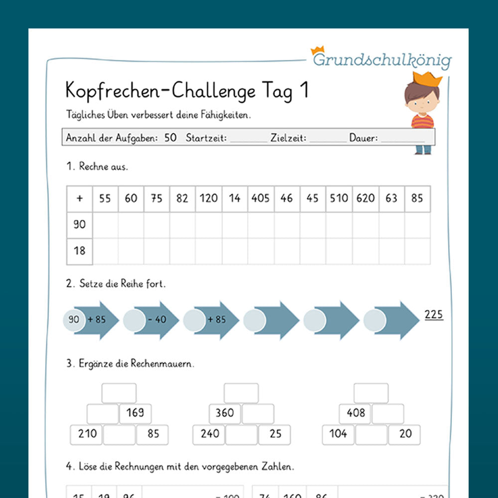 Die 14-Tage-Kopfrechen-Challenge im Zahlenraum 1 000