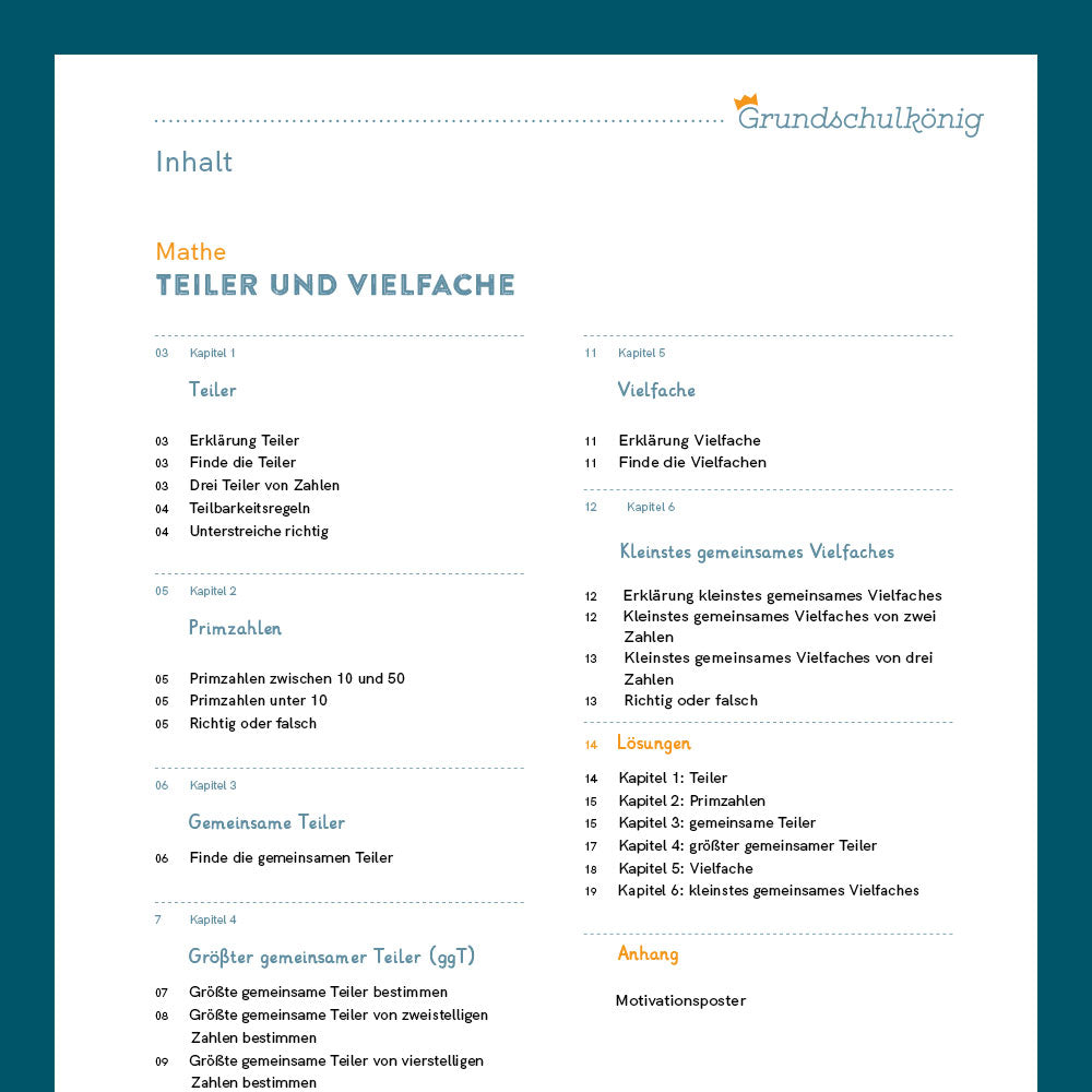 Basiswissen Teiler und Vielfache für die 3. & 4. Klasse
