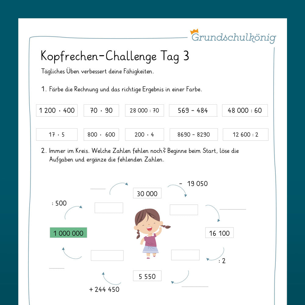 Die 14-Tage-Kopfrechen-Challenge im Zahlenraum 1 000 000