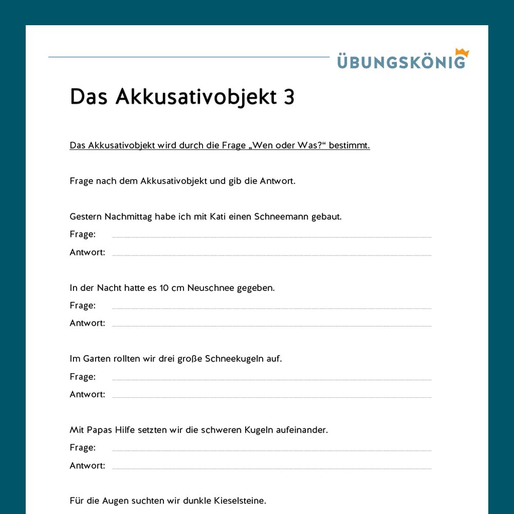 Königspaket: Akkusativobjekt (Deutsch, Mittelschule)