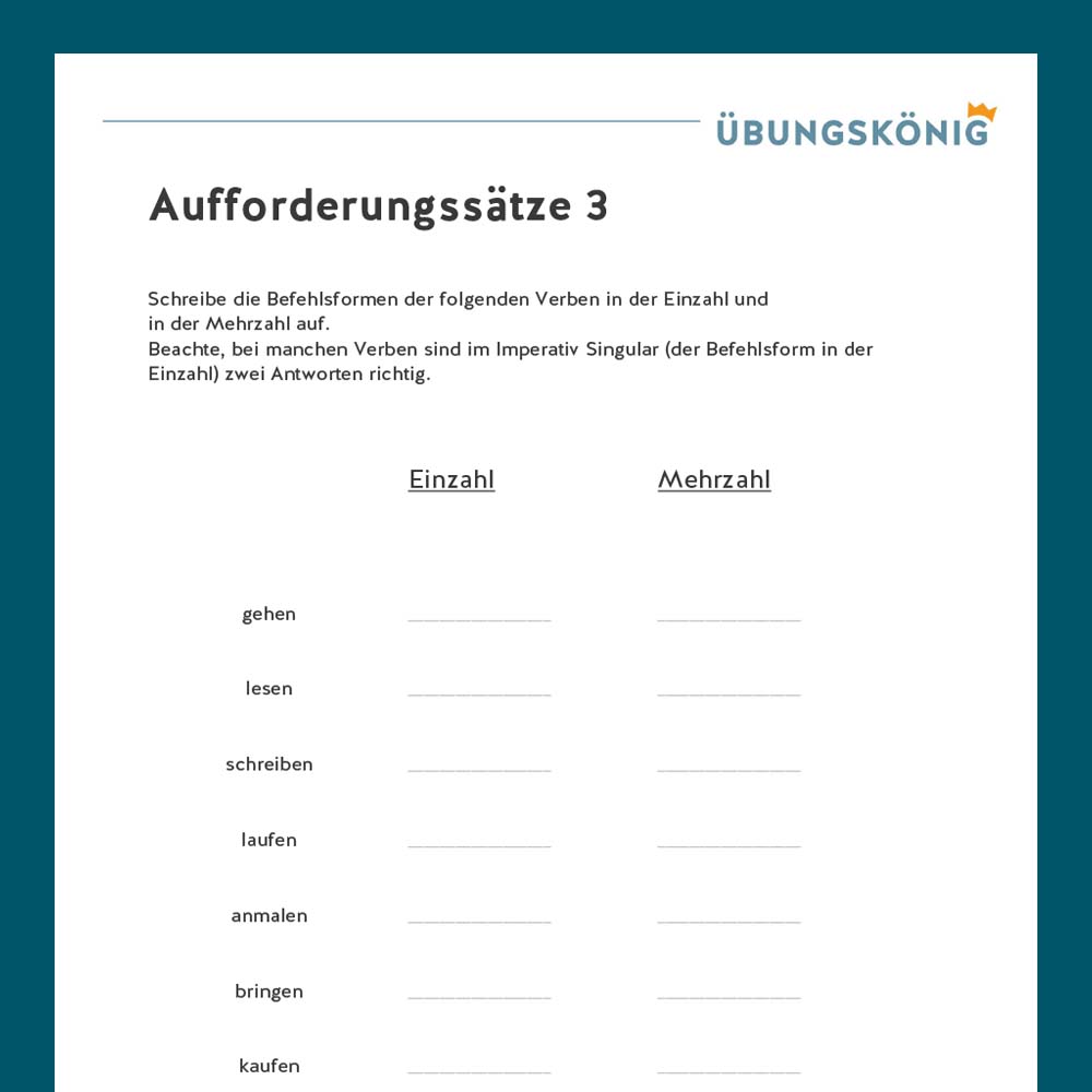 Königspaket: Aufforderungssätze (Deutsch, Mittelschule)