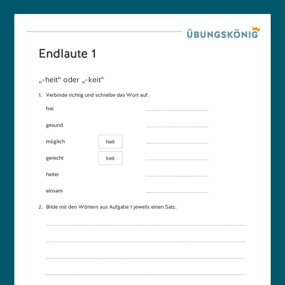 Königspaket: Endlaute (Deutsch, Mittelschule)