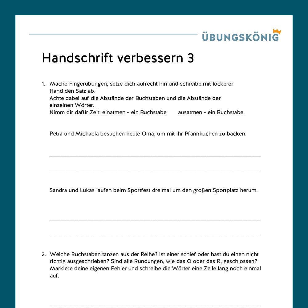 Königspaket: Handschrift verbessern I (Deutsch, Mittelschule)