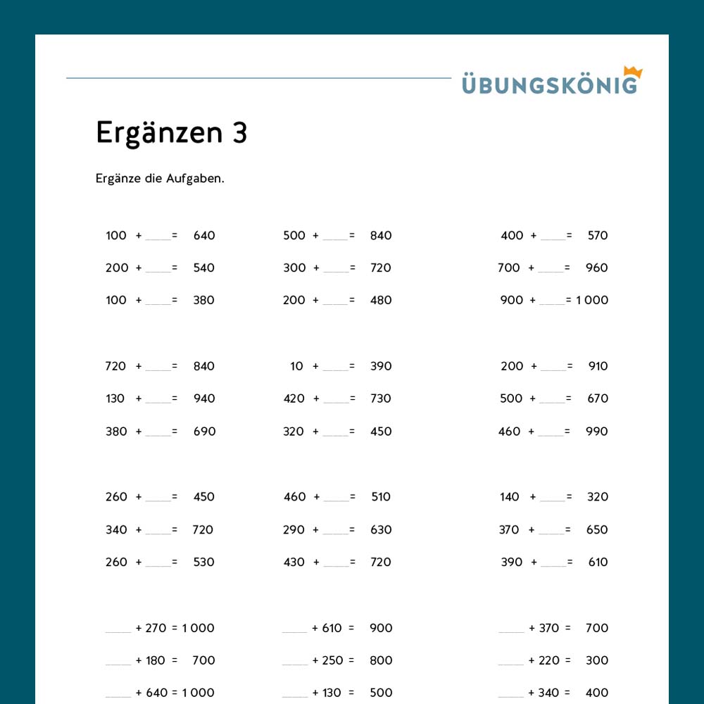 King's package: Supplementing in ZR 1 000 (Math, Middle School)