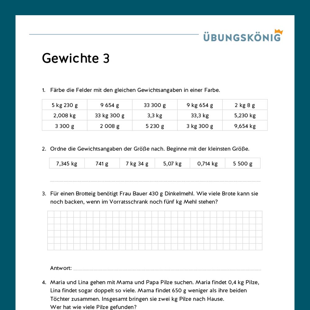 King's Package: Weight (Math, Middle School)